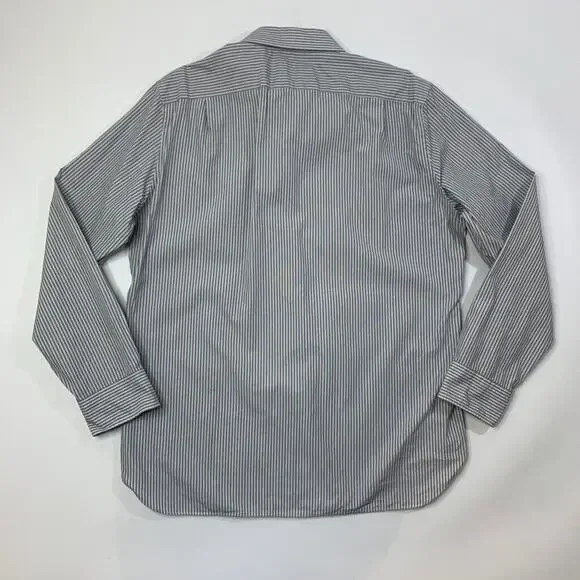 J Crew Shirt Mens XL Gray White Cotton 80s 2Ply Haberdashery Striped Button Down - Picture 7 of 11